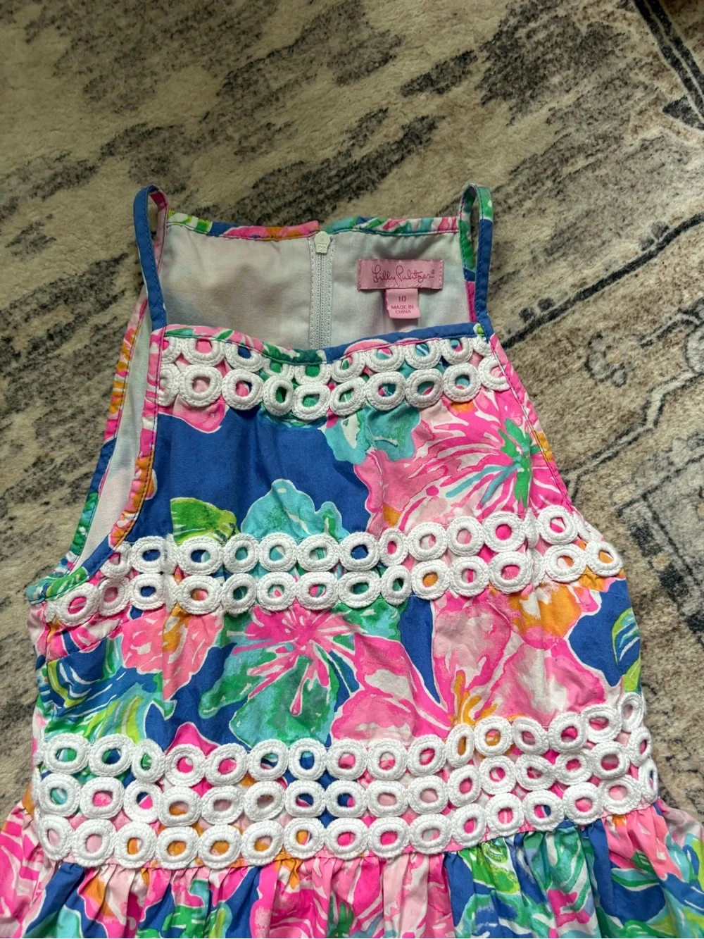 Lilly Pulitzer Elize Dress in Beckon Blue Jungle Utopia size 10 girls